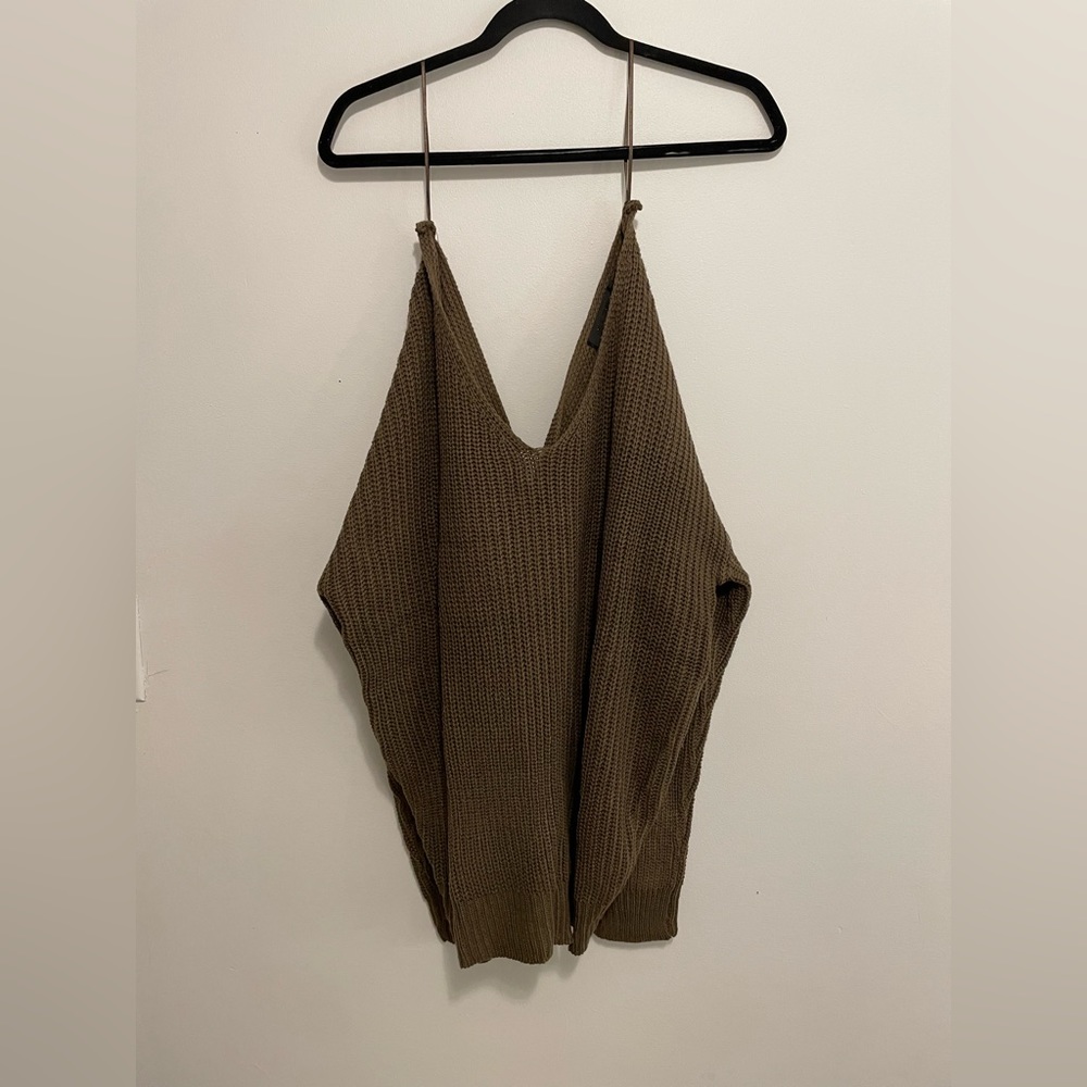 Large brown v-neck sweater